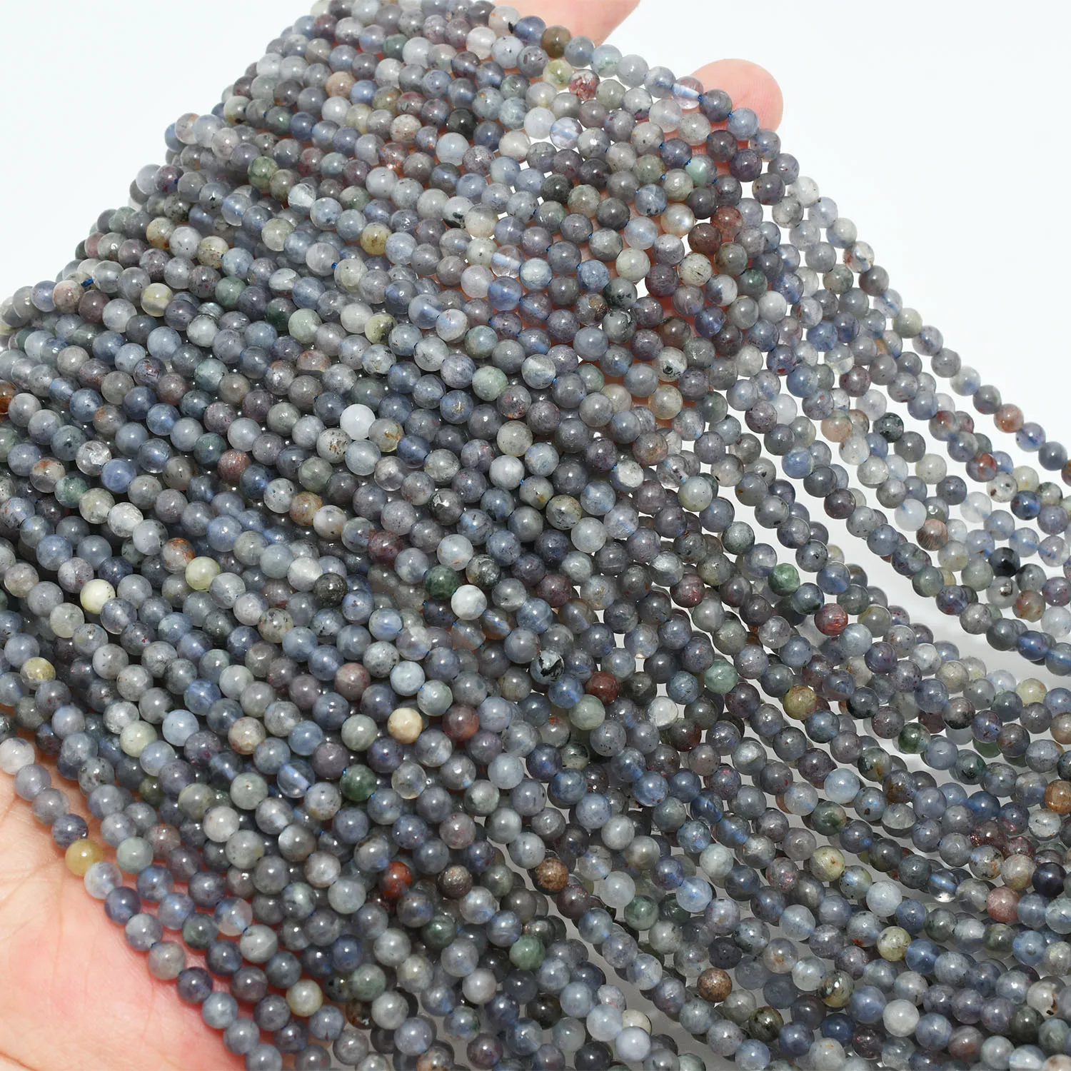 لقطة الدم الطبيعية ايوليت / ايوليت مع حجر الشمس خرز دائري فضفاض 4.2 مم - 4.5 مم #5
