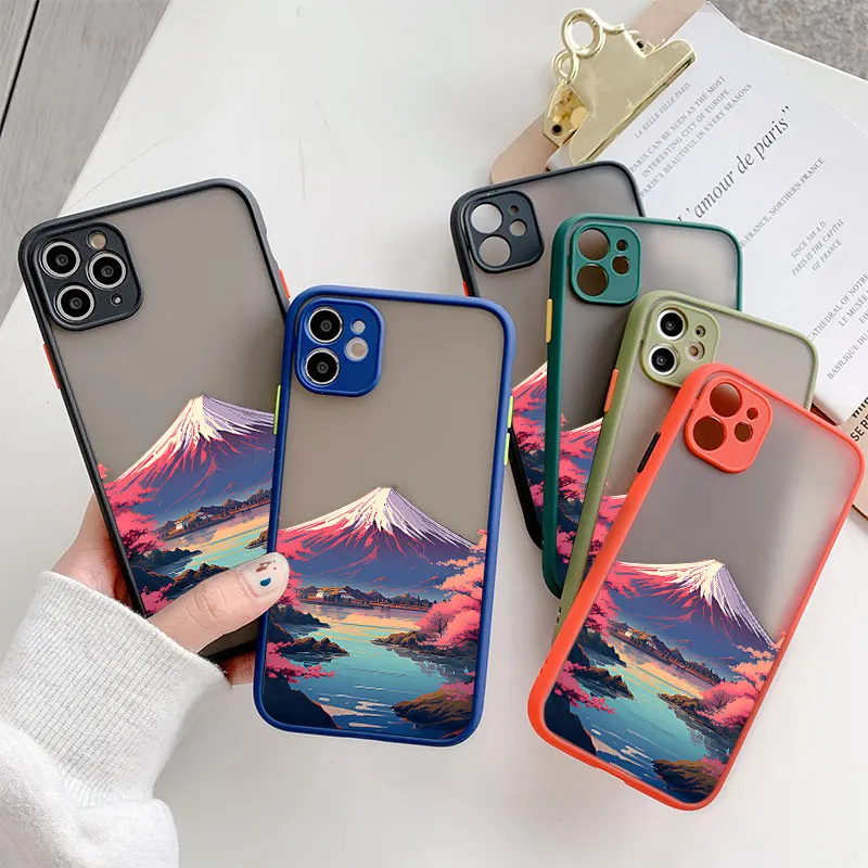 Mount Fuji Landscape Phone Case For iPhone 15 14 13 12 11 Pro Max Plus 13 Mini X XR XS MAX 8 7 Plus 6 6S Hard PC Cover Coupe