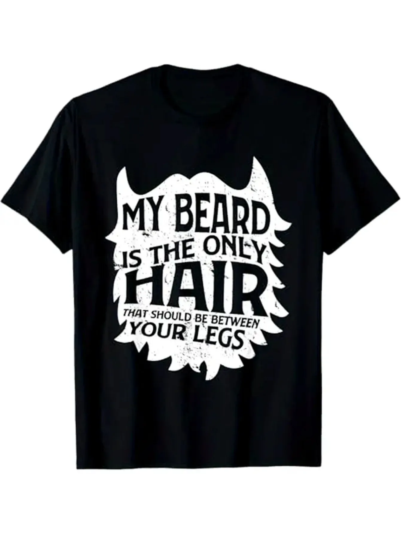 

Мужская повседневная футболка с рисунком бороды из чистого хлопка с короткими рукавами и круглым вырезом, обычная рубашка с принтом, подходящая для повседневной носки