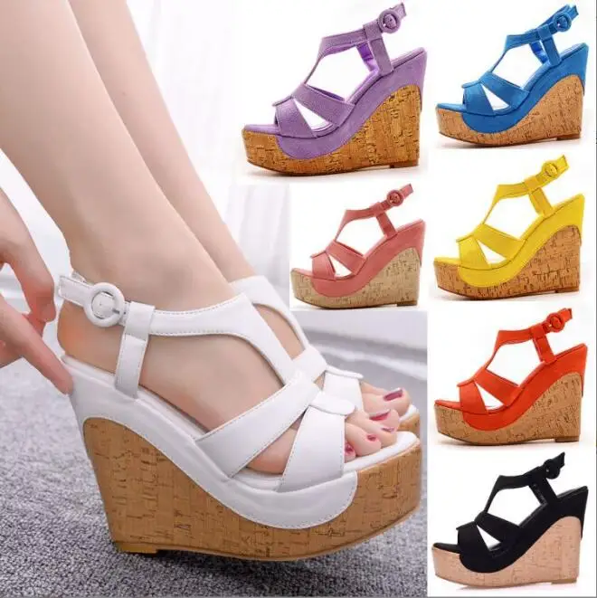 2025 Sommer weiße Damen High Heels aushöhlen Sandalen Plateau Wedges vorne offene Zehen Damenschuhe