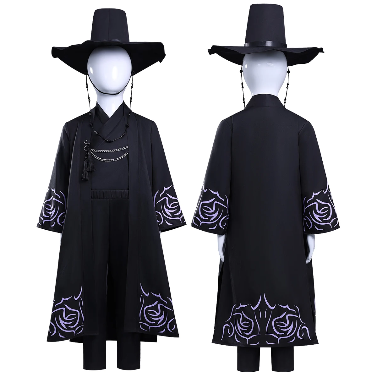

HOLOUN Anime Saja Boys Jinu Abby Cosplay Costume Black Cloak Hat Top Pants Halloween Christmas Convention Birthday