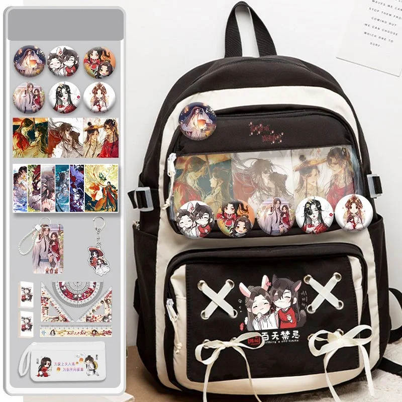 

Благословение небожителей, School Bags, 32 × 48 × 18 см, черный, синий, фиолетовый, небесное официальное благословение, Tian Guan Ci Fu, прозрачные милые школьные сумки в стиле аниме, рюкзаки, для девочек