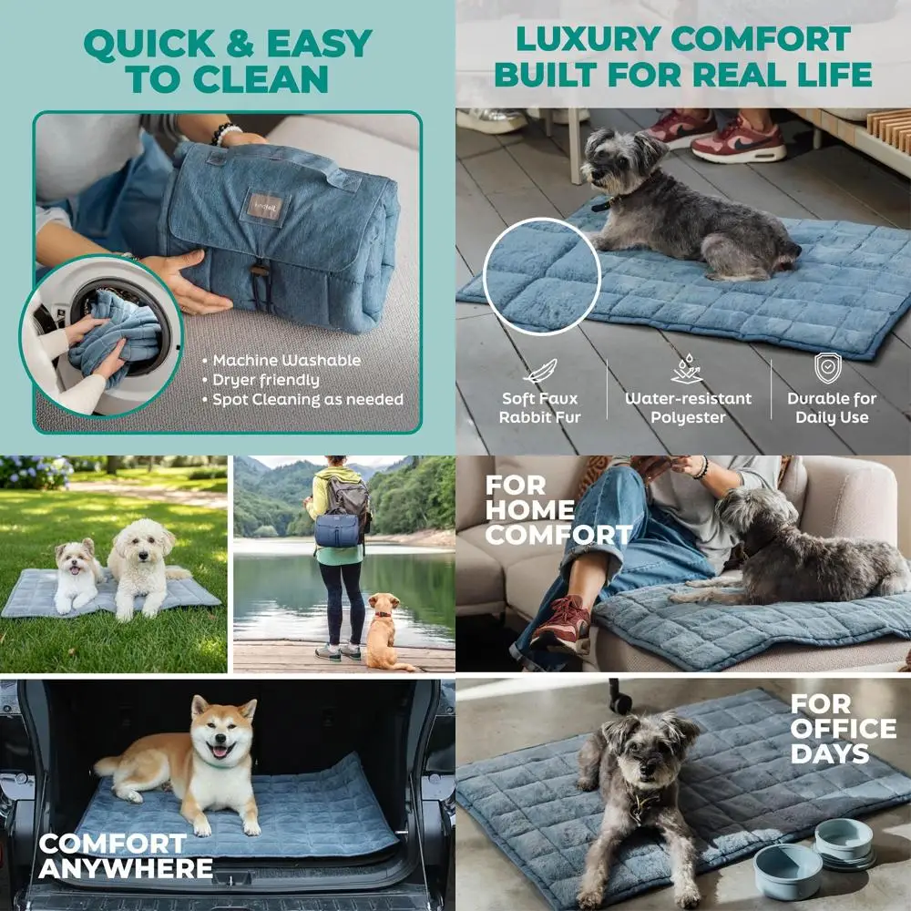 

Nomad Nap Mat - Travel Dog Bed - hine Washable, Water-Resistant Dog Mat or Pets up to 50 lbs - Lightweight, Portable Pet Bed wit