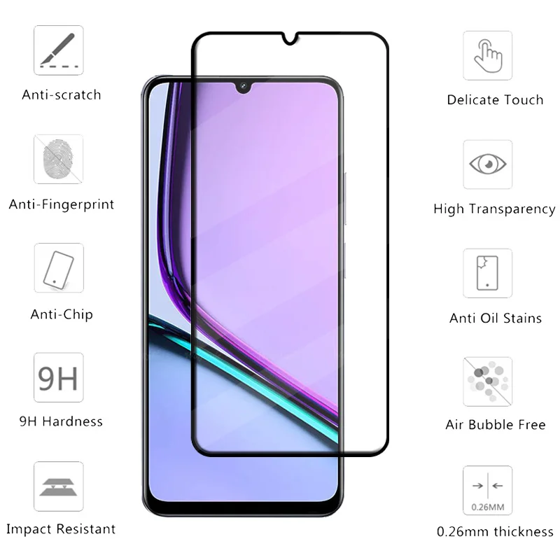 4PCS For OPPO Realme Note 60 Glass Realme Note 60 Tempered Glass 9H Protective Full Cover Glue Screen Protector Realme Note 60