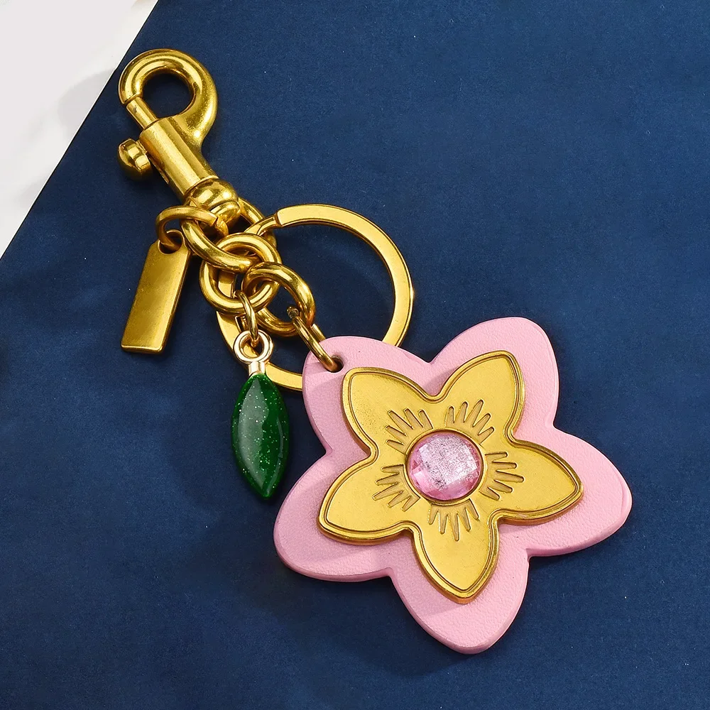 

2025 Wind color PU flower baby bag personalized flower pendant women's fashion flower keychain