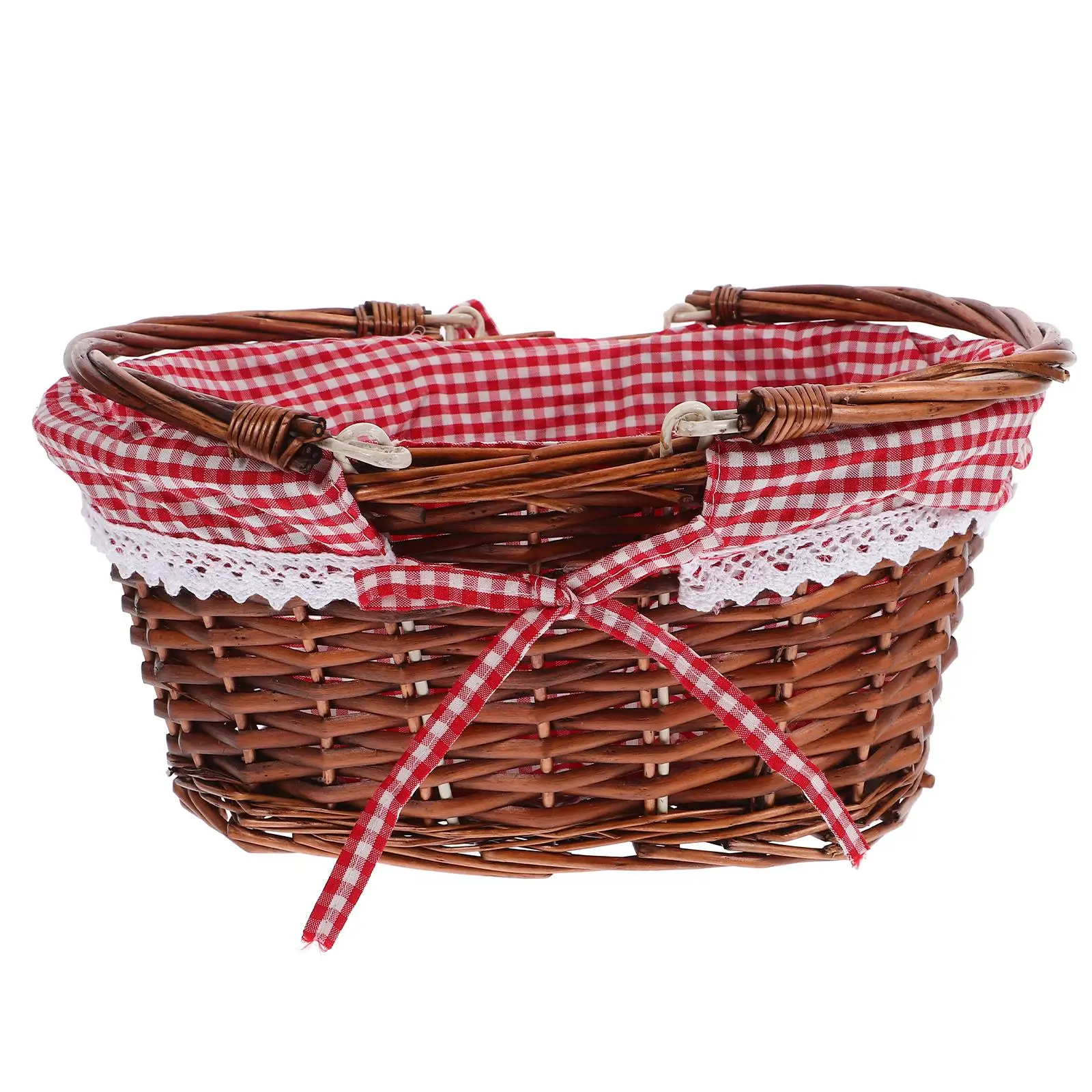 

Large Wicker Picnic Basket Foldable Handle Cloth Artificial Hyacinth Baskets Rustic Storage Family Outings Social