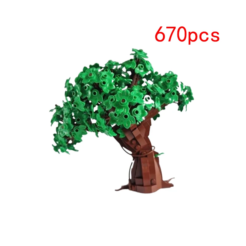 Spot MOC small particle assembly building blocks plant willow small green tree swamp tree house park decoration toy model