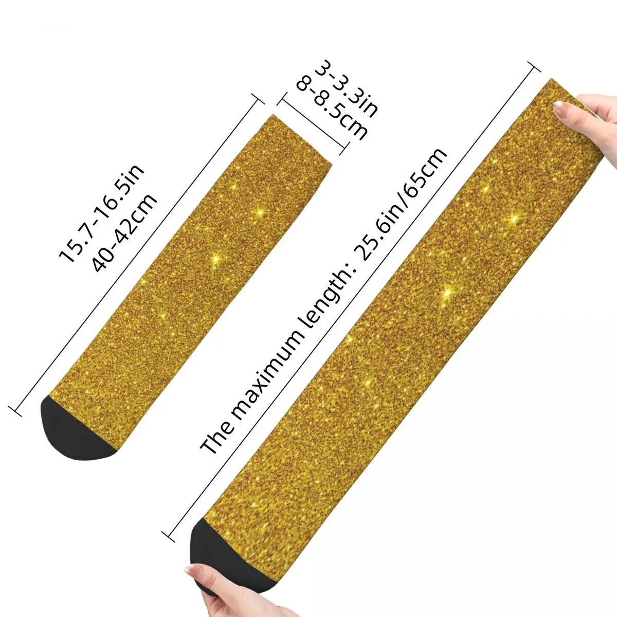 Cool Sparkling Gold Basketball Socks Polyester Long Socks for Unisex Non-slip