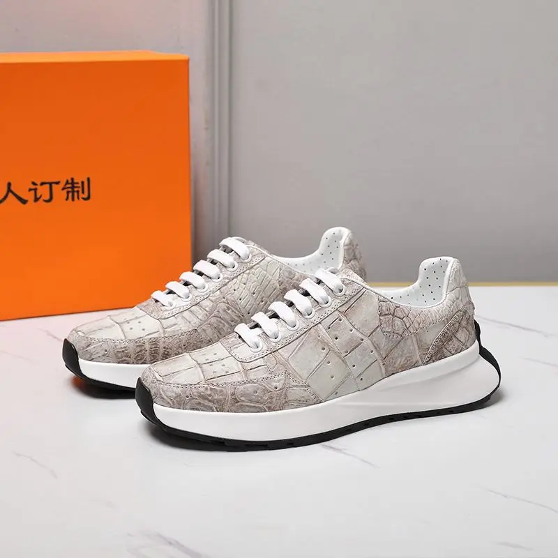 Genuine Crocodile Leather Sneakers Casual with Sports Running Shoes for Men кроссовки мужские мужская повседневная обувь