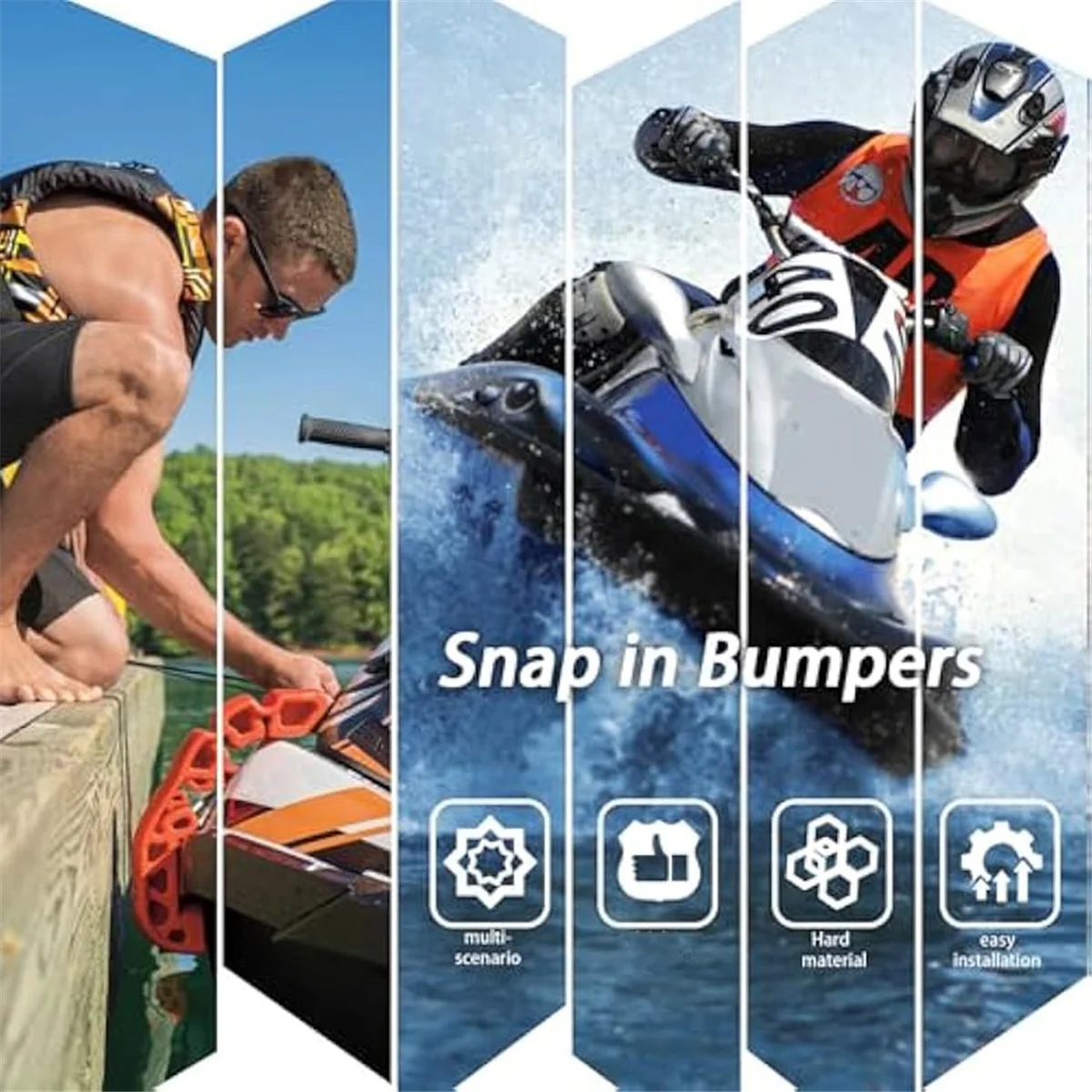 

ABIY-2pcs Snap in Bumpers/Fenders Fits for Sea-Doo 295100418 Tear Resistant Material Jet Ski Bumpers