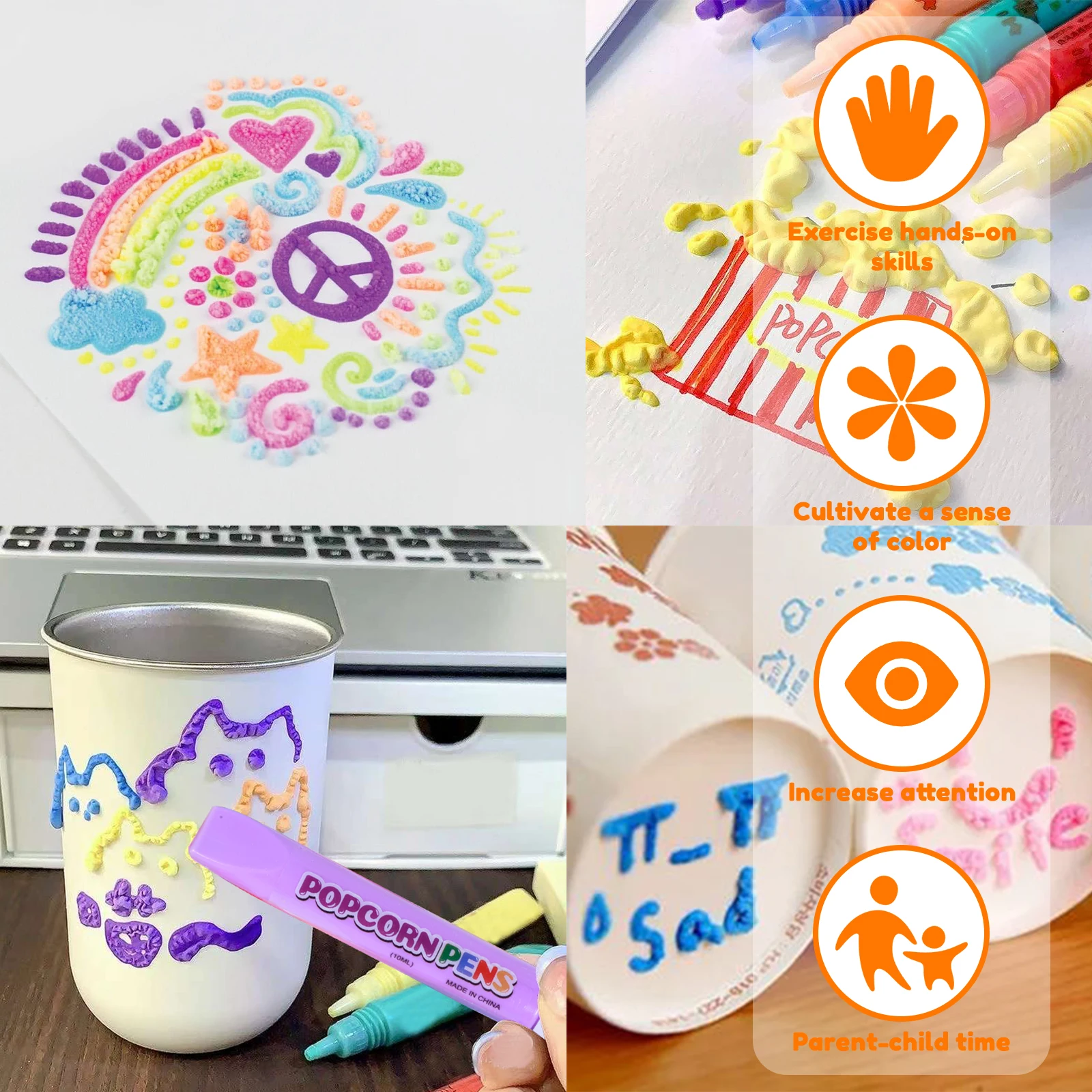 Kit Peinture Gonflante 3D Magique – Papier Mousse Texturé + Encre + Pinceaux, Effet Pop-Corn Bulles DIY Pour Enfants Et Adultes