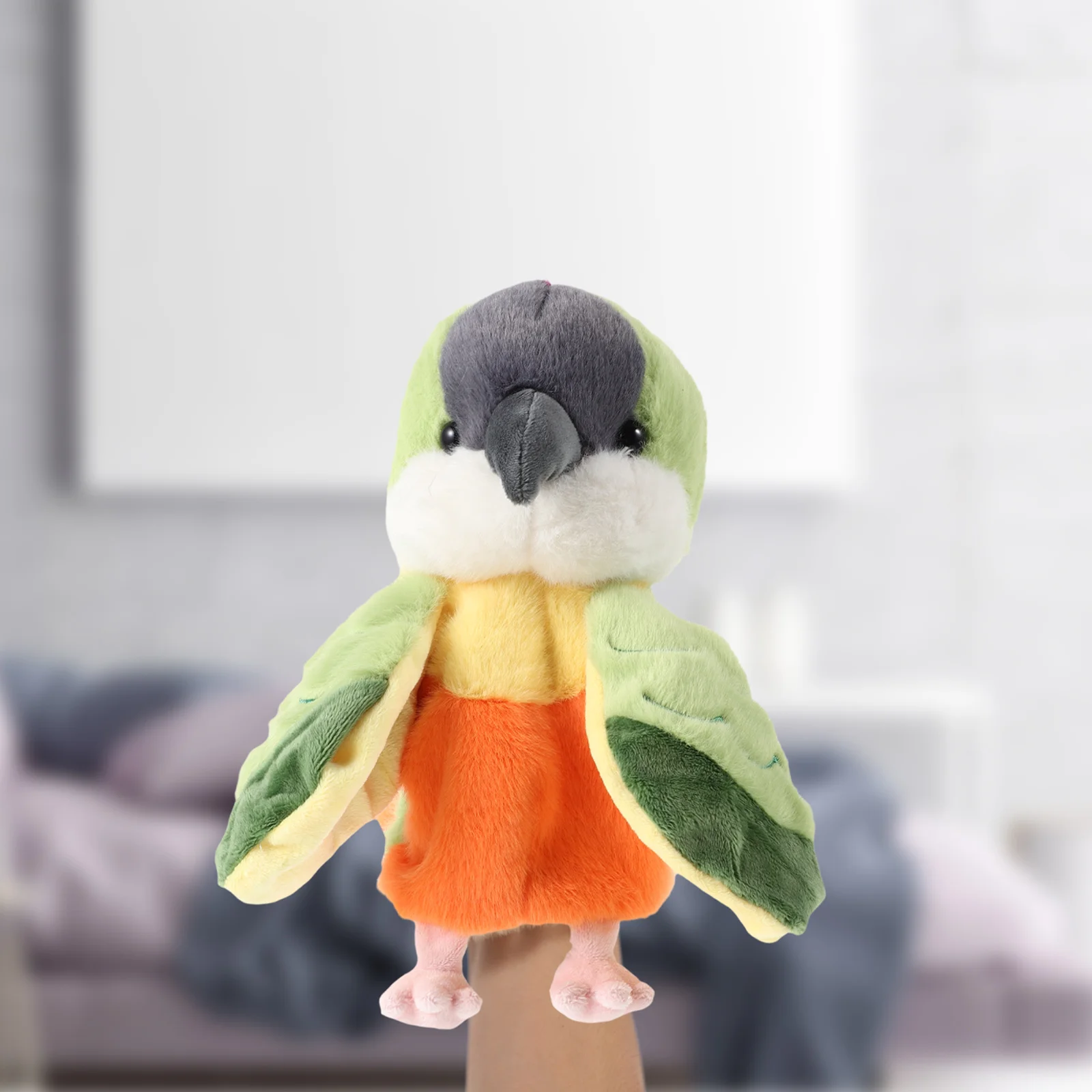 Colorful Parrot Hand Puppet Soft Fabric Bird Puppet for Role Play and Story Telling Ideal for Preschool Education 9 Inches