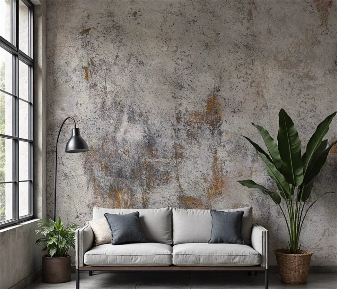 Retro nostalgic cement style industrial style background wallpaper art workwear living room light luxury customized mural