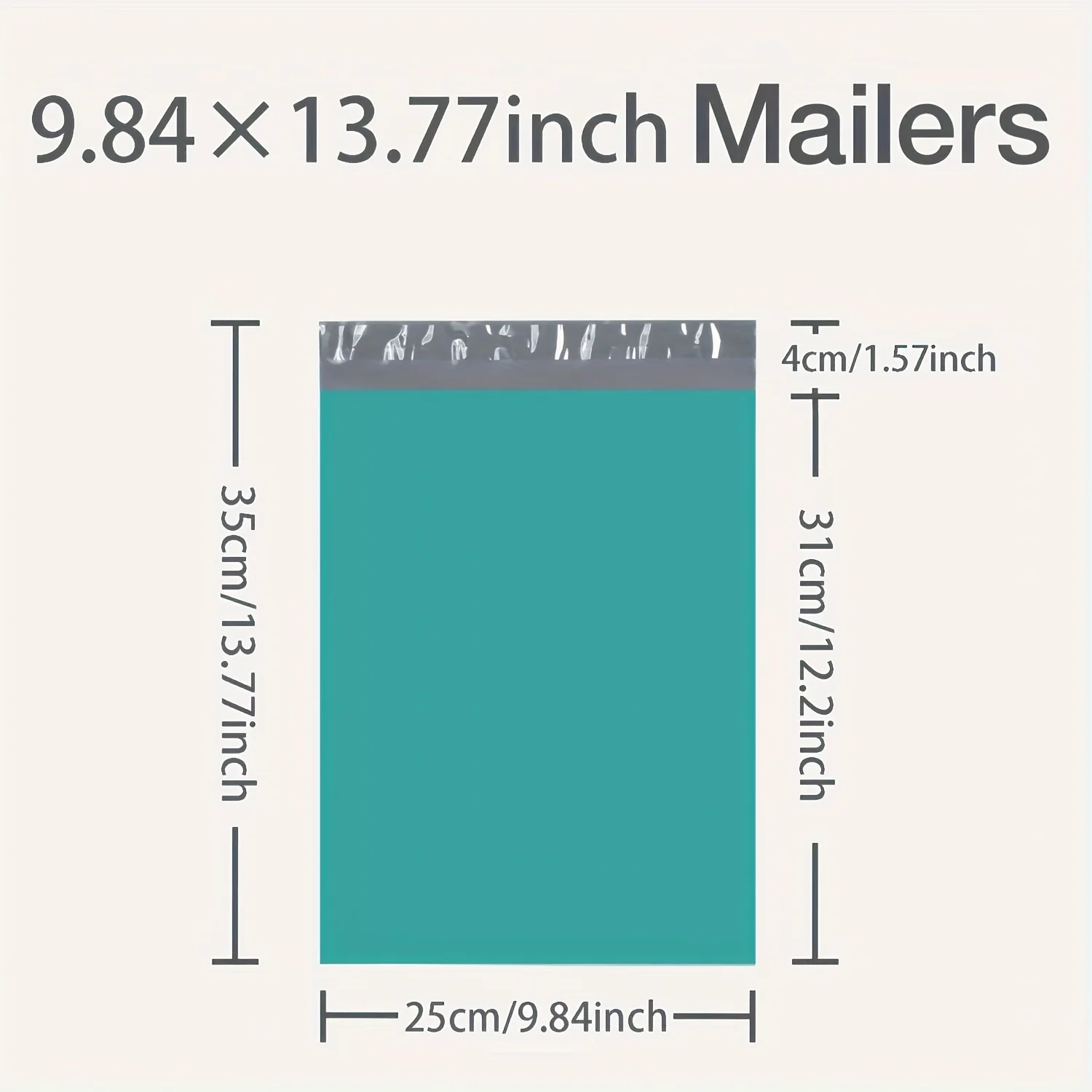 Waterproof Thick Green Plastic Mailing Envelopes 25 Pieces, Reusable Secure Messenger Bags with Teal Metal Reinforced Closure, P view 2