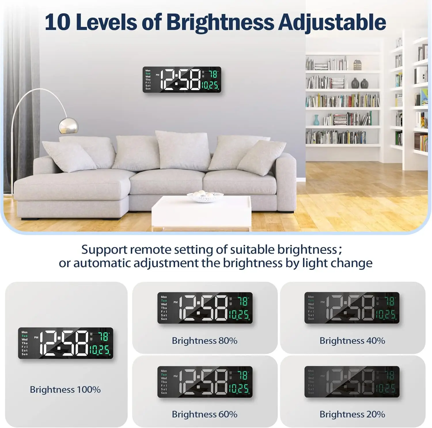 16 بوصة شاشة كبيرة متعددة الوظائف عرض ساعة الشمال الرقمية Vlock بسيط غرفة المعيشة ساعة LED التحكم عن بعد ساعة حائط