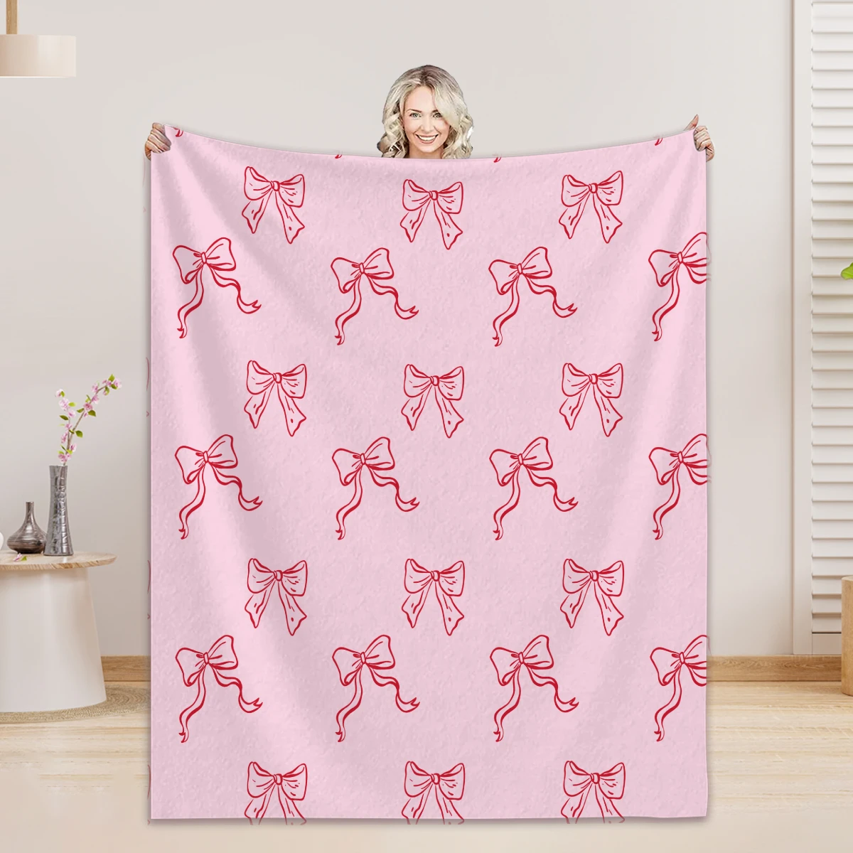 Rosa Schleifendecke, individuelle Bilder mit Fotos, Flanelldecken, Jahrestag, Mutter, Geburtstagsgeschenk, Überwurfdecke, Geschenke für Mama – Detail 5