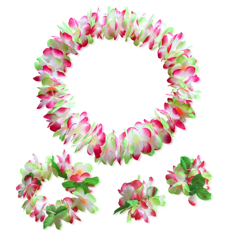 New Encrypted Hawaiian Flower Garland 4-Piece Set Holiday Supplies Beach Vacation Flower Wreath Decoration Makeup Clothing Props