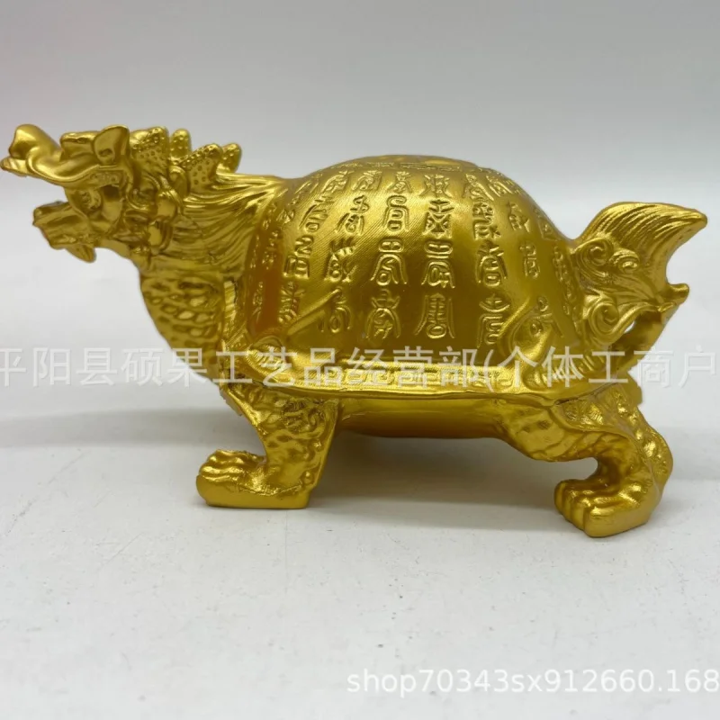 

Dragon Turtle Ornament Golden Turtle Ornaments Longevity Dragon Turtle TikTok Kuaishou Live Streaming Props Meeting Sale Gift Ev
