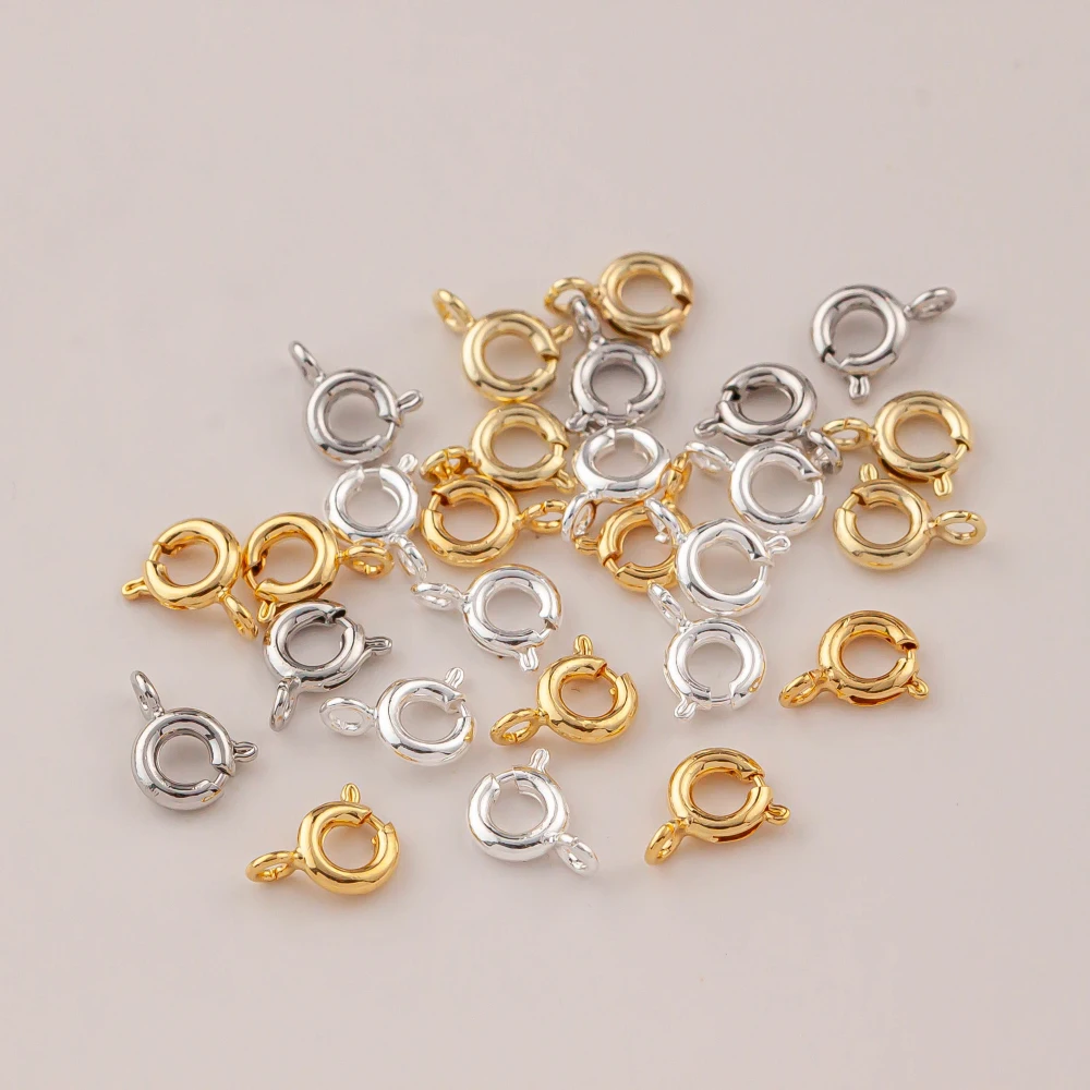 Round Spring Buckle 14K Gold Color Plated Pendant Necklace Bracelet Earring Accessories DIY Handmade Jewelry Components 20pcs