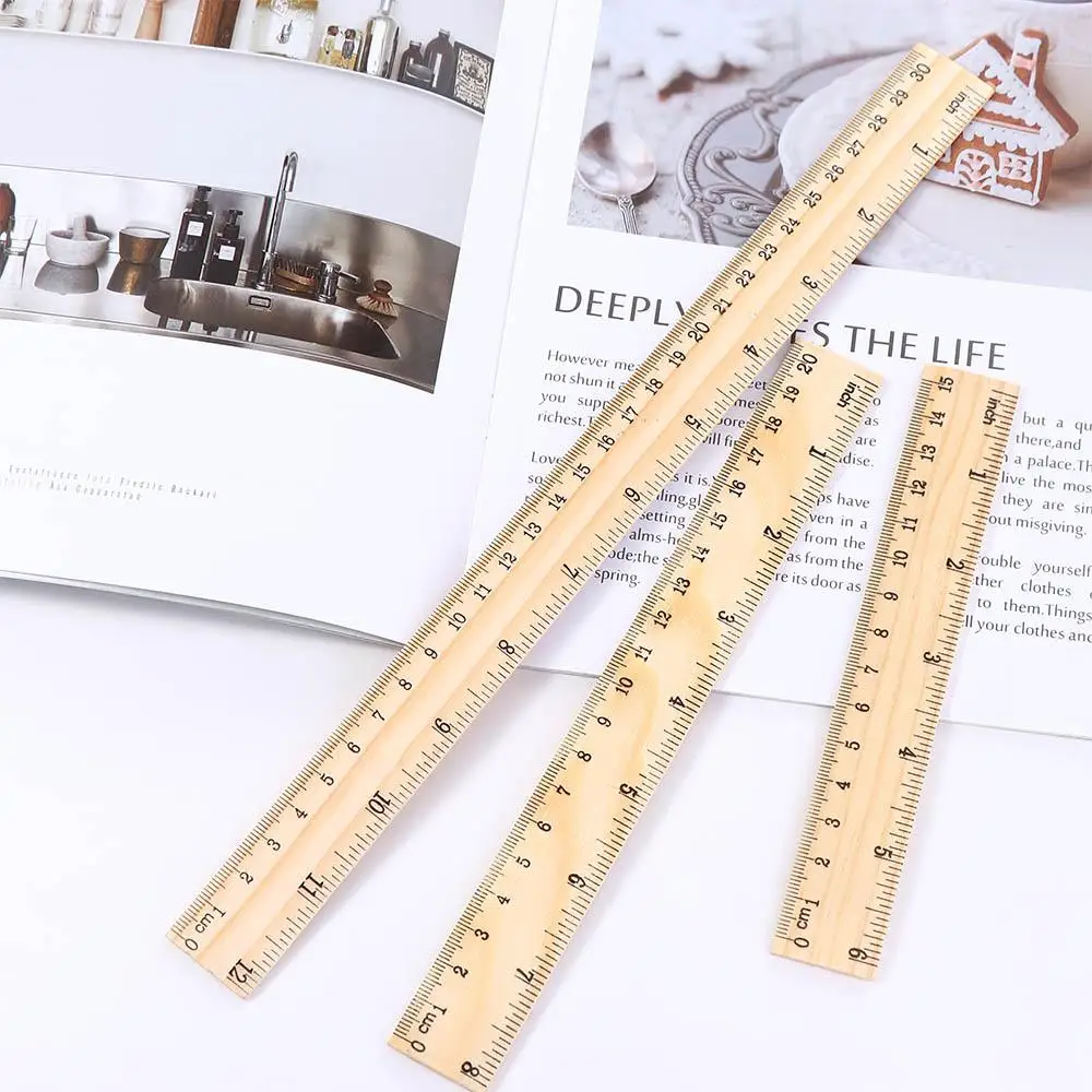 

Measuring Tool Desk Accessories Student Stationery 15/20/30cm Children Wooden Rulers Straight Rulers Drawing Rulers Rulers