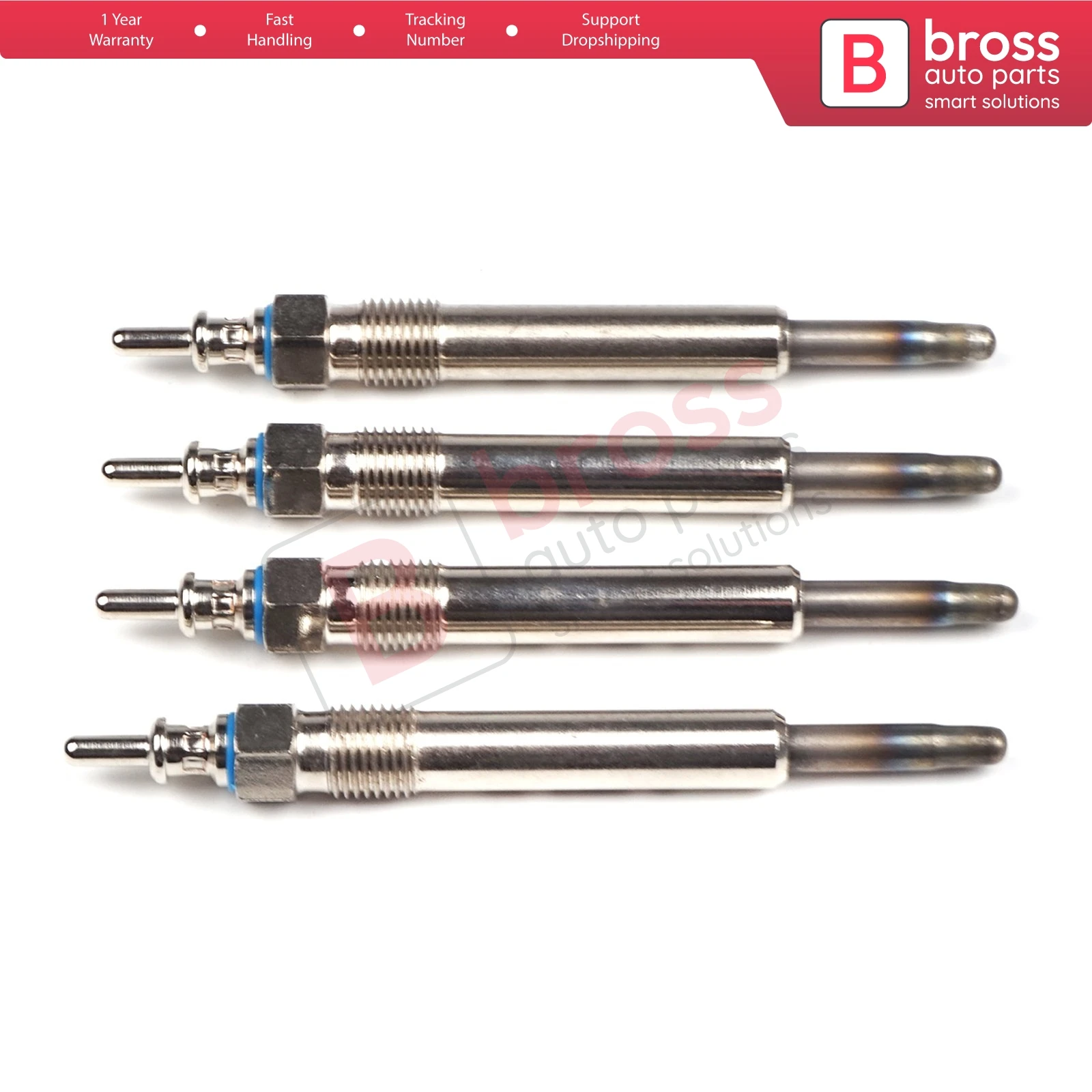 Bross Auto Parts BGP4-1 4 Pcs Heater Glow Plugs  GX116, 0 100 226 210, 11592001, GN948, 0100226235 for Mercedes Benz