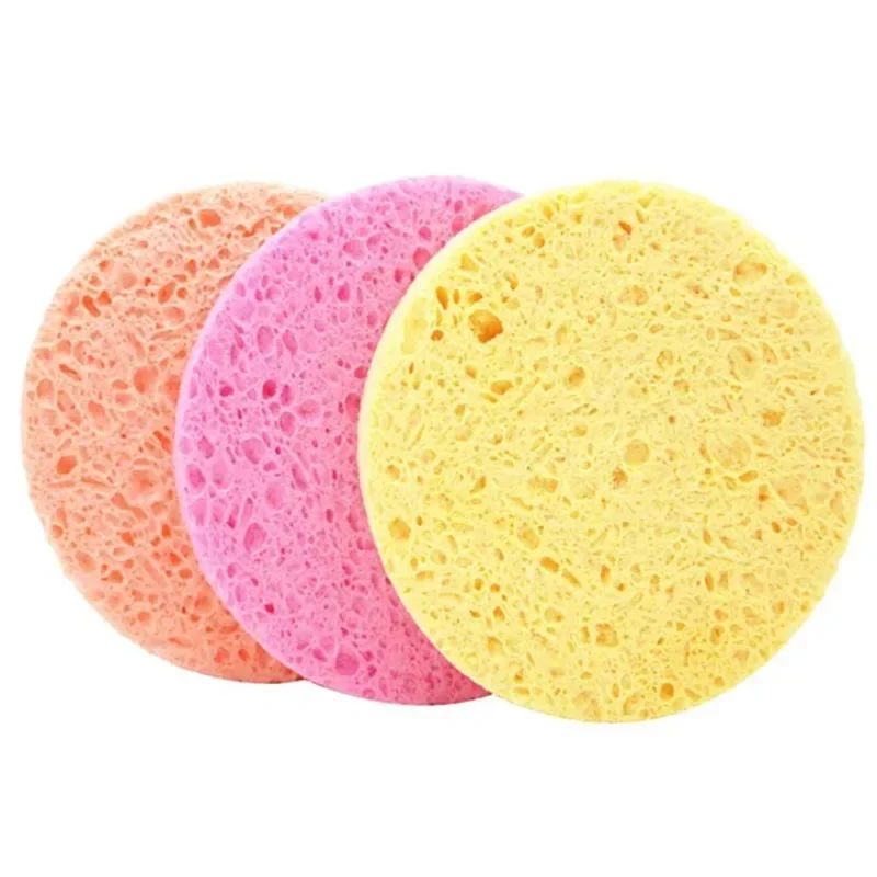 1pcs Natural Wood Pulp Sponge Cellulose Compress Cosmetic Puff Facial Washing Sponge Face Care Cleansing Makeup Remover Tools 4.