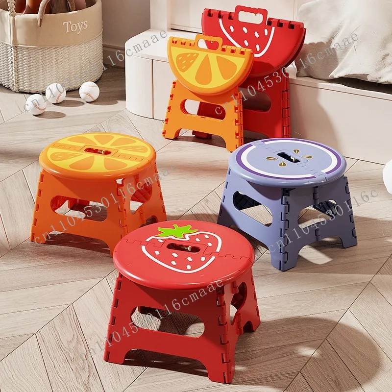 

Folding round stool household fruit chair outdoor creative thickened plastic stool convenient storage