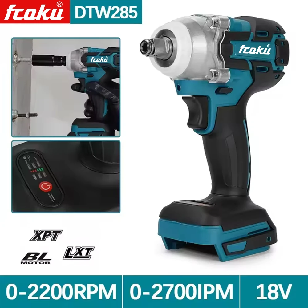 

Certified goods DTW285 320N.M Impact Electric Wrench Brushless Wrench Cordless Tool Power Tools Rechargeable For Makita18V