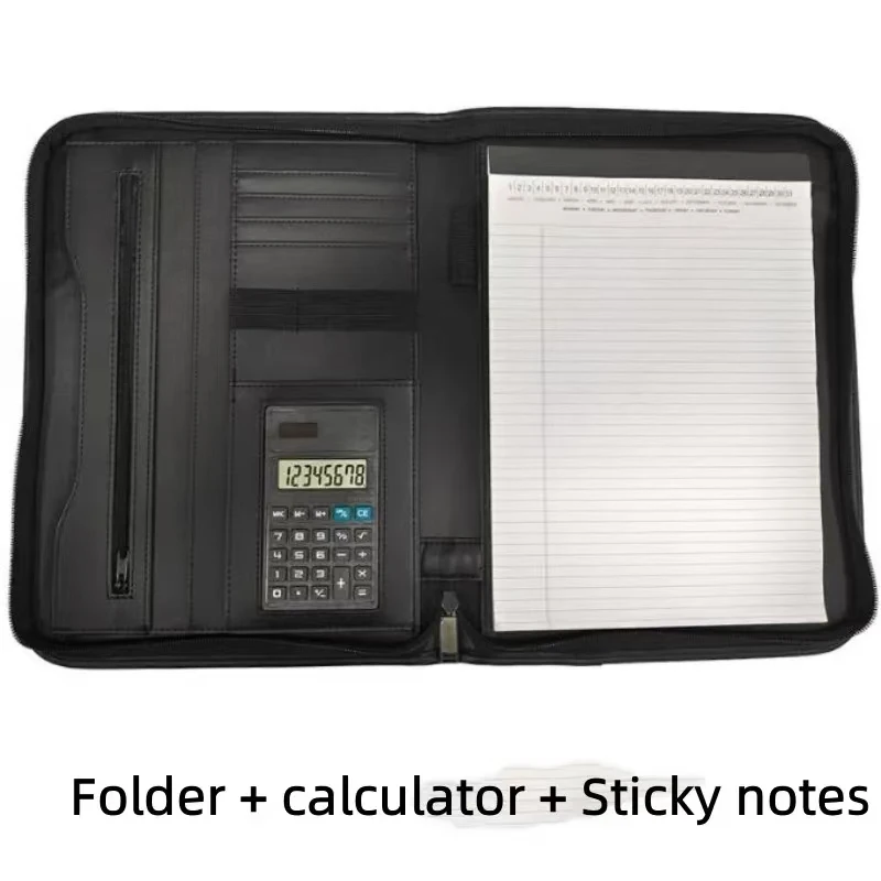 Mapa A4 Pu Lederen Business Manager Met Rekenmachine Rits Mapa Kantoor Escola Benodigdheden Multifuncional Mapa Padfólio