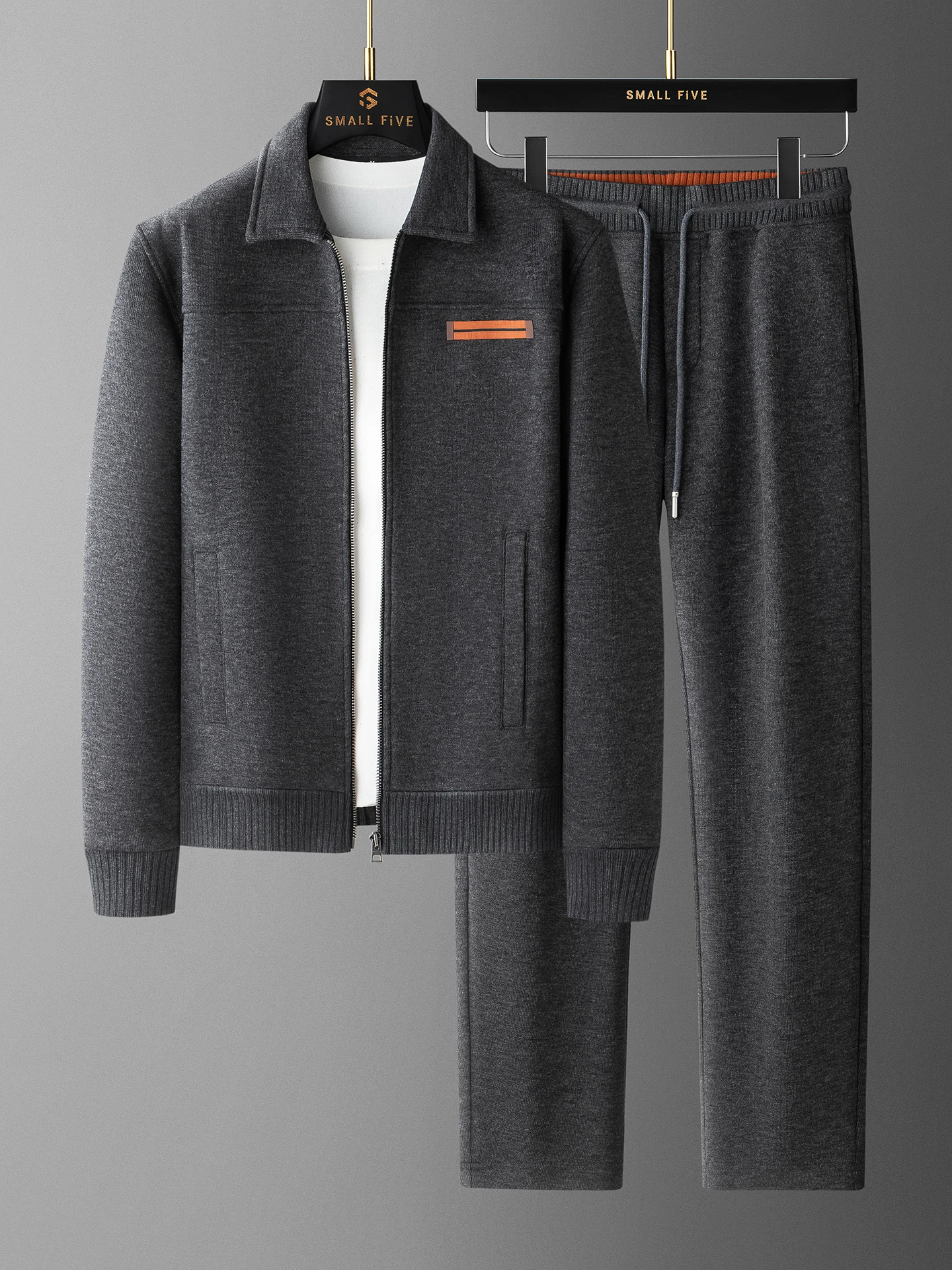 Winter Thiened Warm Woolen Cardigan Sweatirt Set Casual Spor Long Sve Polyester Wool Blend for Young Men