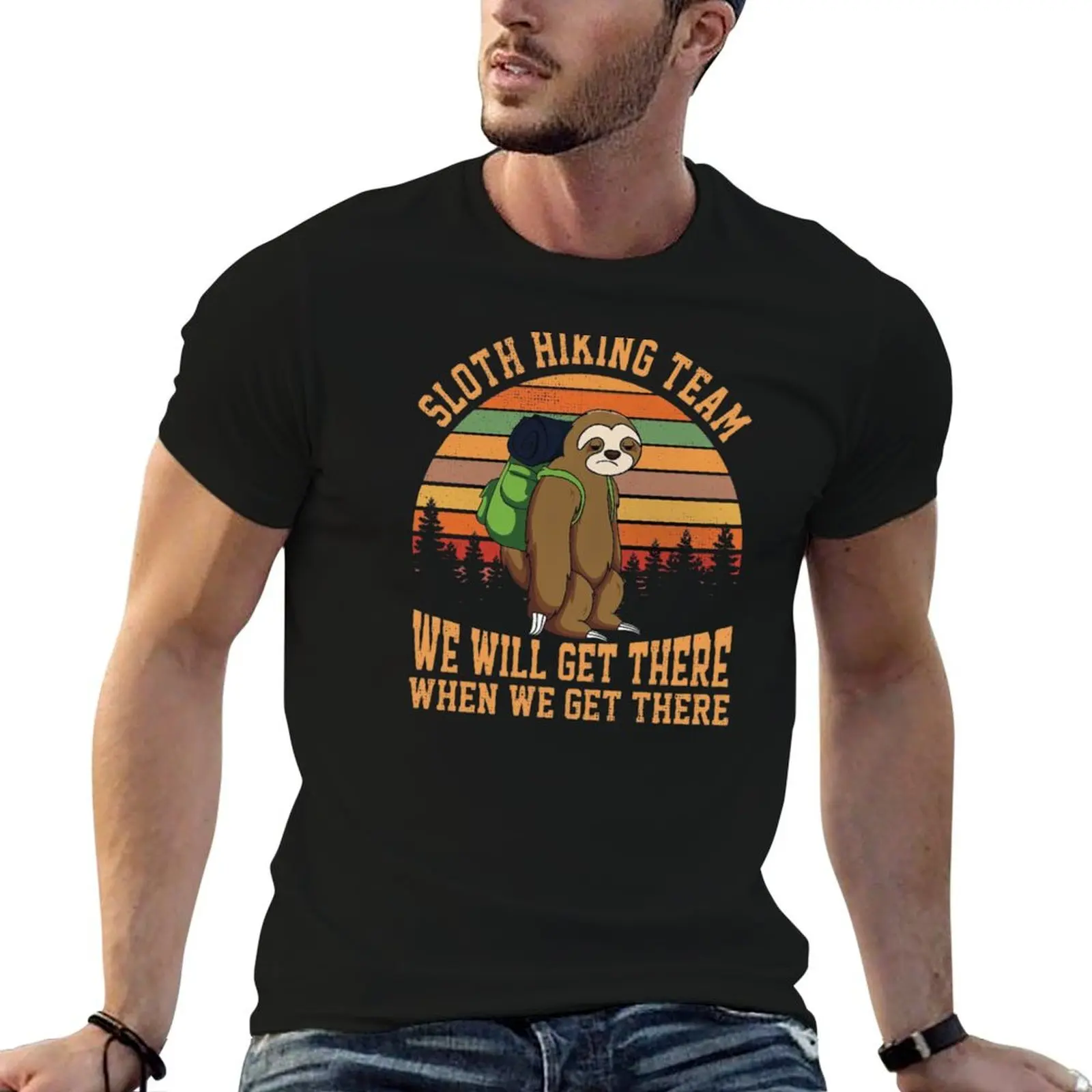 

(229) - Sloth hiking team we will get there when we get there, funny hiking shirt with sloth vintage T-Shirt