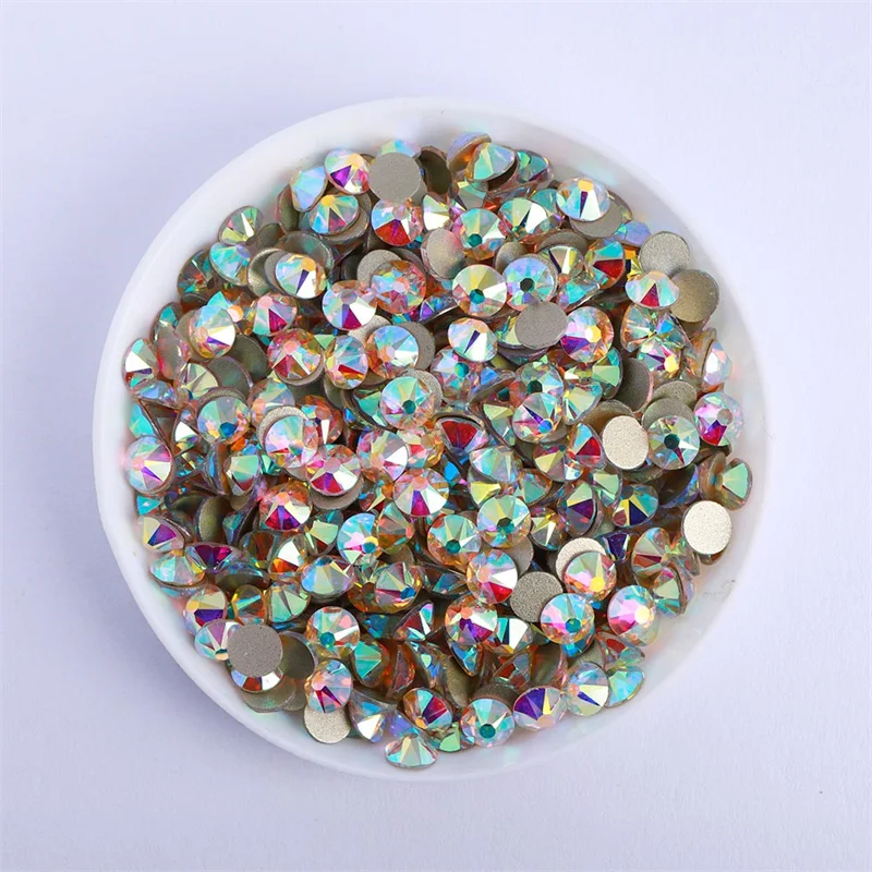 Wholesale SS10-SS30 Crystal AB Glass Rhinestone Flatback 2088 Style 16 Cuts Stones Non Hotfix Rhinestones For Nail Art Clothes