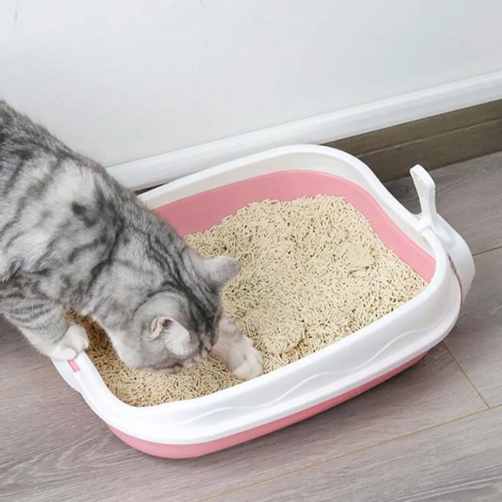 Cat Litter Box Semi Closed Cat Sandbox Cat Sand Basin for All Kinds of Cat Litter Pet Litter Tray Litter Pan Cat Litter Toilet