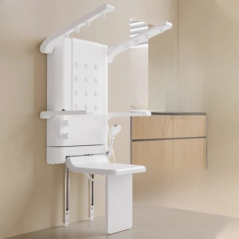 

Sitting thermostatic shower Multifunctional wall-mounted seat bath for the elderly Bathing chair Folding digital display
