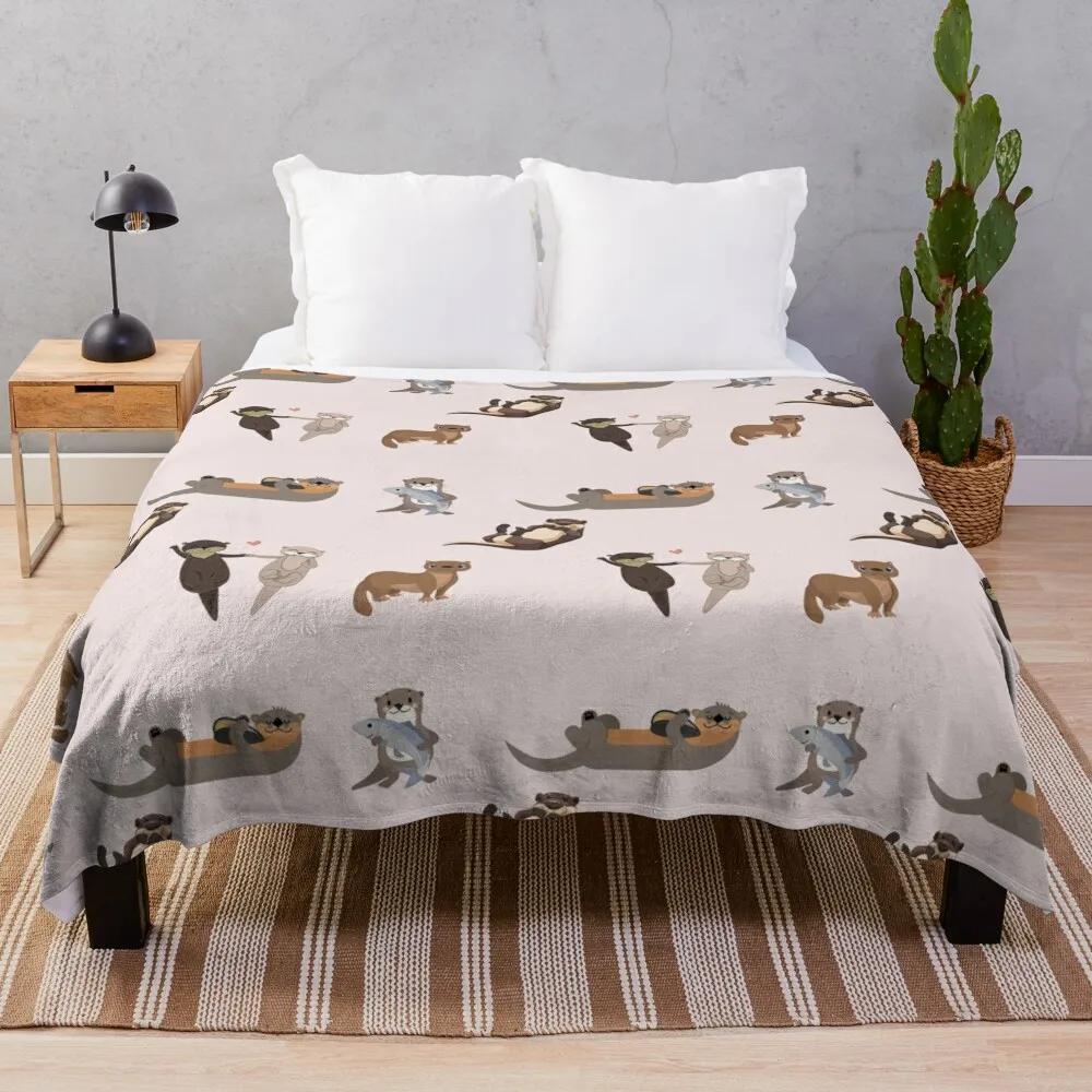 Otterly Adorable Otters Throw Blanket Luxury Throw Blanket Multi-Purpose Cute Blanket sofa bed