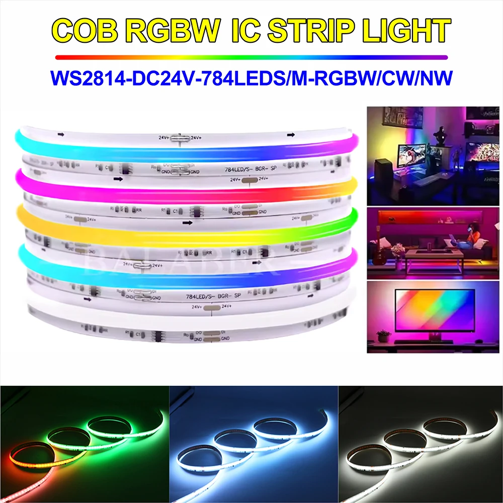 COB RGBW Pixel WS2814 Strip led Addressable LED Strip Dotless Dream Color 4in1 Pixel Light Tape WS2814 COB RGBW DC24V 784 LEDs/m