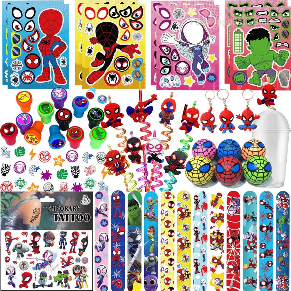 Spidey and His Amazing Friends Stampers Stickers for Kids Favor Gifts Spiderman Straws Seal Spidey Party Decor Bag Stuffer Party