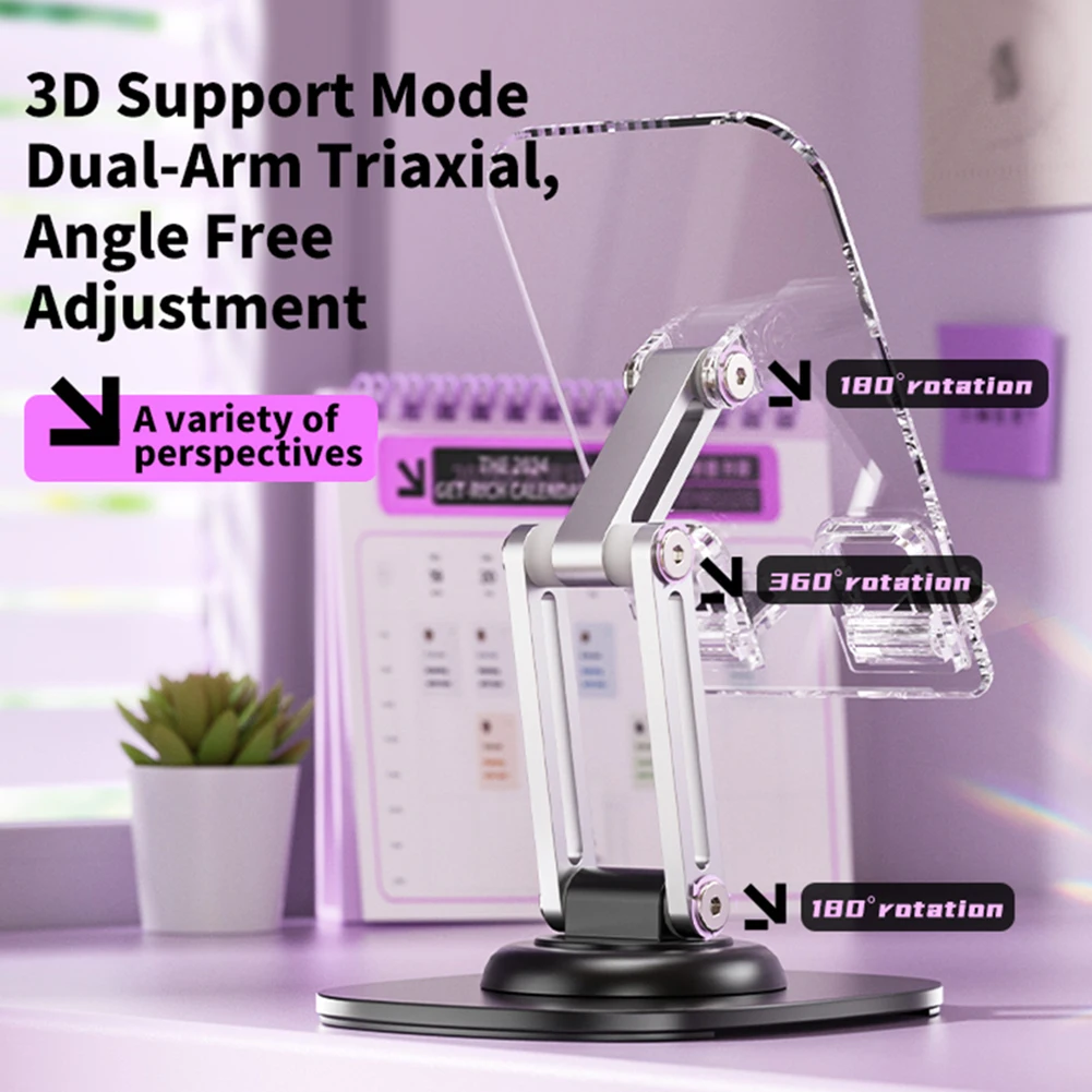 Transparent Lifting Phone Holder For Desktop Non-Slip Stable Phone Bracket For Bedroom Bedside