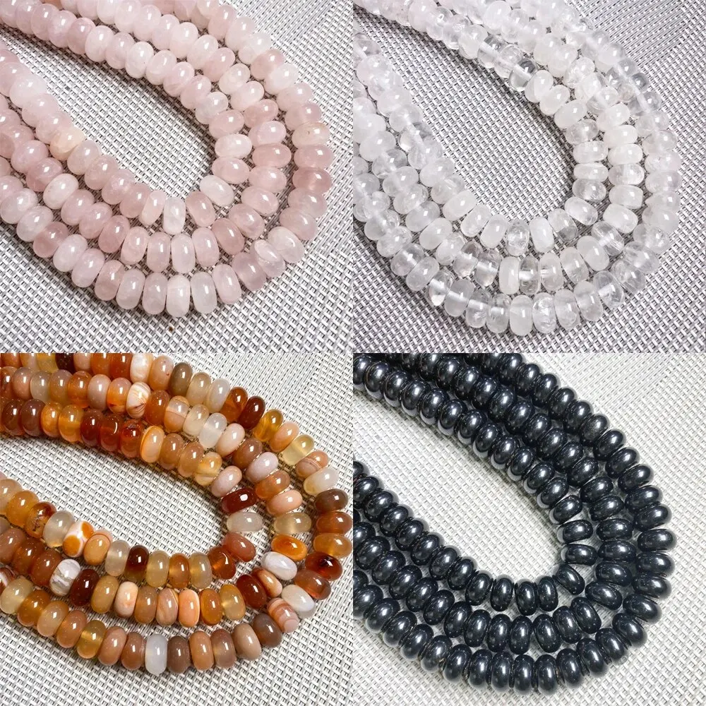 6x10mm Natural Stone Crystal Abacus Bead Agate Rose Quartz Loose Spacer Beads for Jewelry Making DIY Necklace Bracelet Accessory