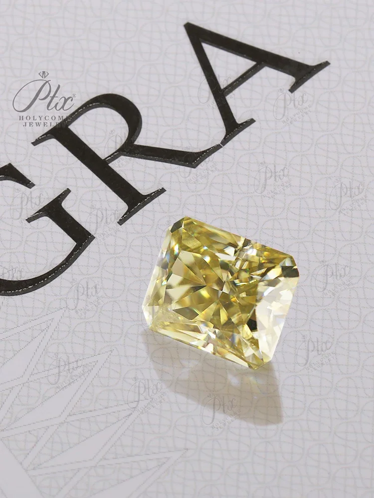 Moissanit-Losesteine, goldgelbe Farbe, Crush Iced Radiant-Schliff, für Schmuck, Ringe, Ohrringe, DIY-Herstellung, hochwertige Perlen und Charms – Detail 9