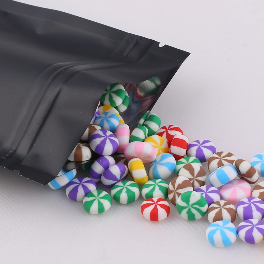 Zipper Lock Mylar Bag, Various Color 100pcs Smell Proof  Candies Snack  Storage Flat Aluminum Foil Packaging Ziplock Pouch