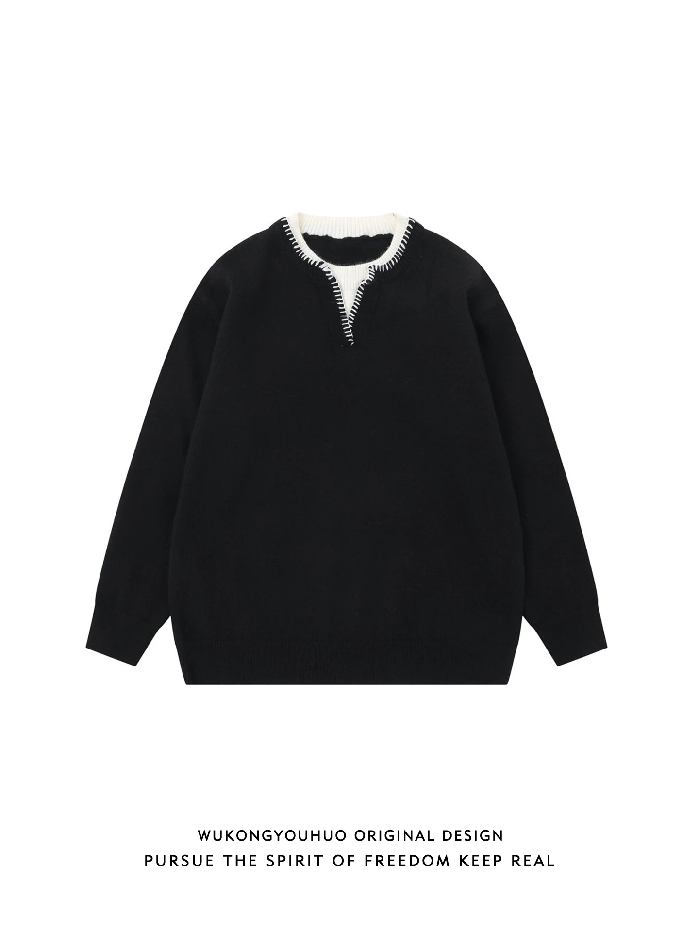 

Модный вязаный свитер в стиле ретро с круглым вырезом, свободный крой, осенний повседневный, теплый, для пар, длинный рукав