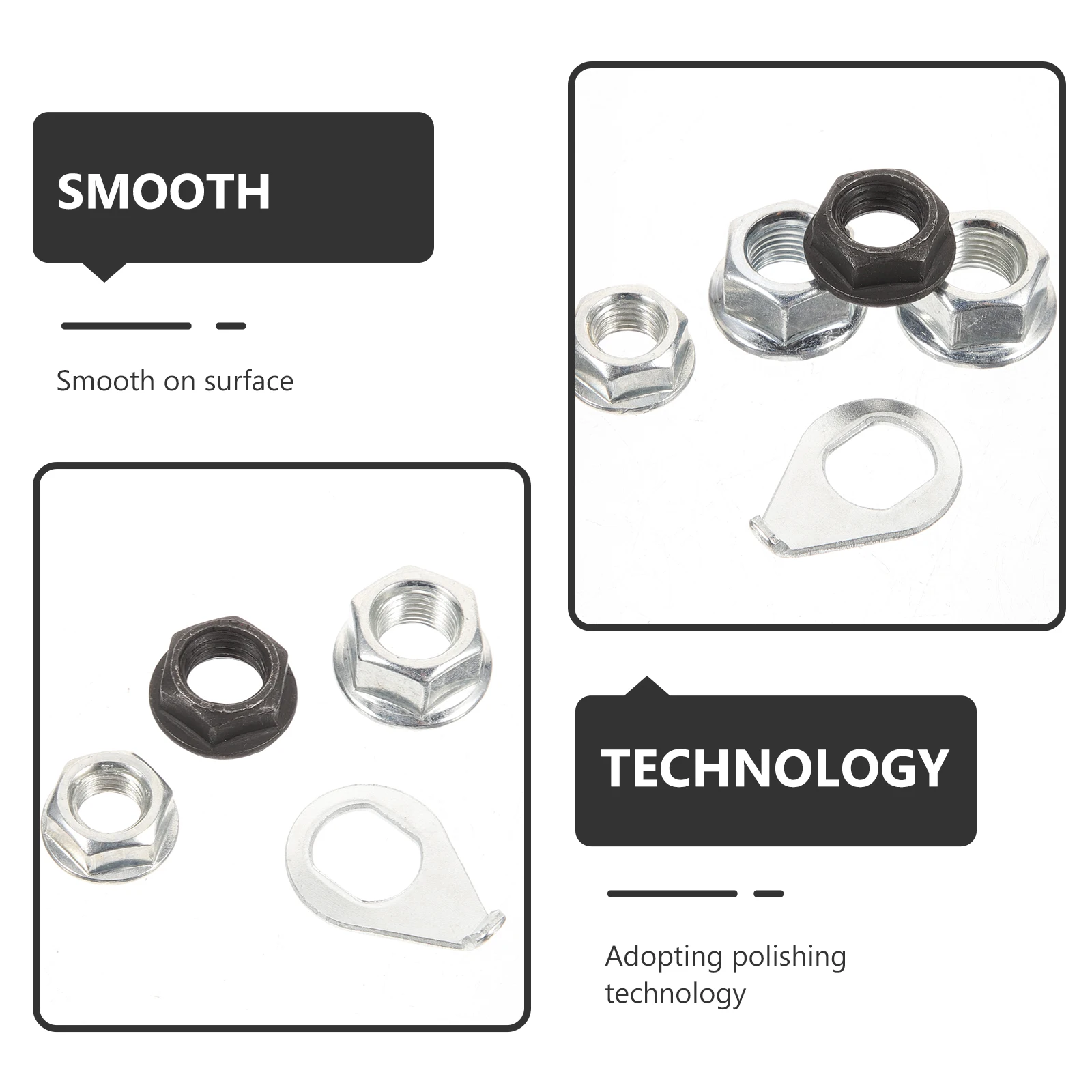 

6Sets High Strength Bike Wheel Hub Nuts Carbon Steel Durable Fixed Axle Nut Washers Kit for Bikes Wheel Washers Kit