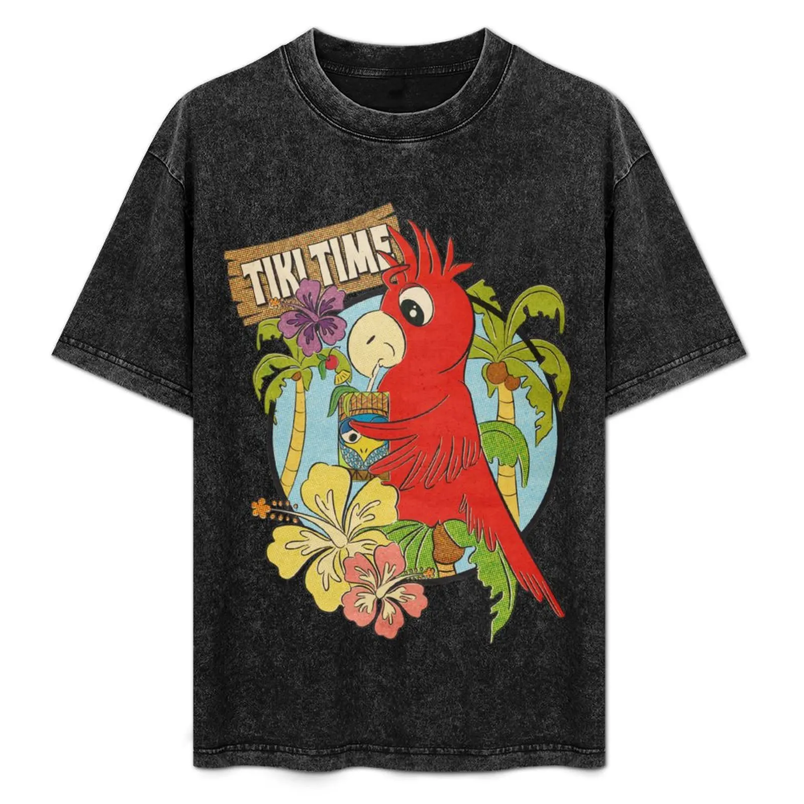 Tiki Time Parrot! T-Shirt animal prinfor boys plus size tops boys whites Blouse outfits for men