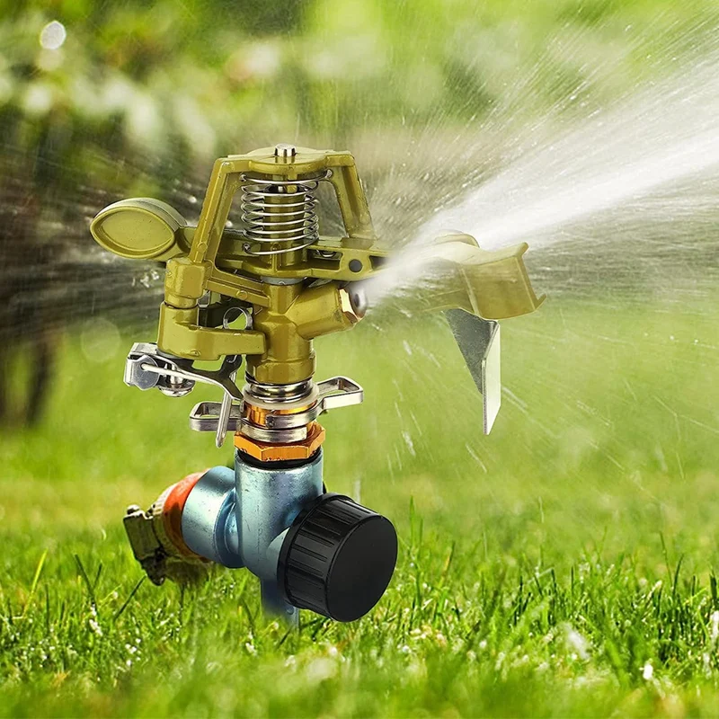 4Pcs Pulsating Sprinklers With Brass Nozzle Heavy Duty Water Sprinkler Head Sprinklers Base Forarea Lawn Patio Garden