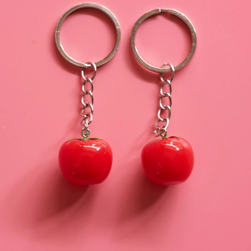 Porte-clés à breloque tomate de simulation créative pour femmes, ornement de pendentif de sac, porte-clés de bricolage, accessoires de bijoux, livre