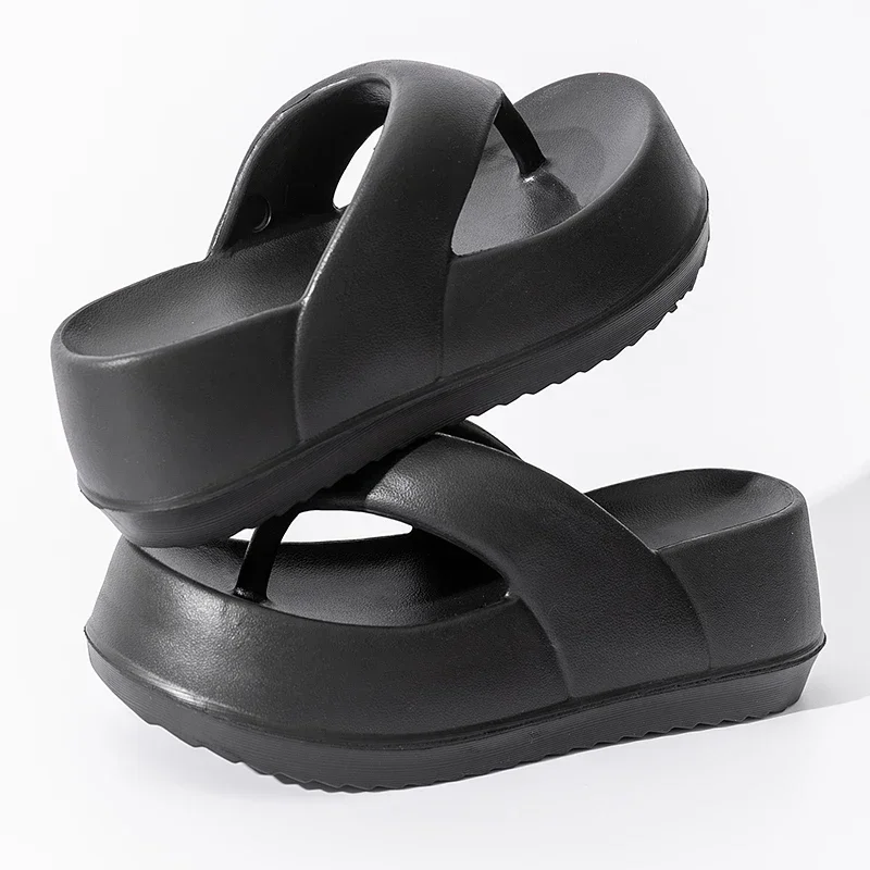 Summer High Heel Women's Slippers Indoor Home Casual Soft Flip Flops Bathroom Anti Slip Sandals Outdoor Wear Thick Slides Shoes