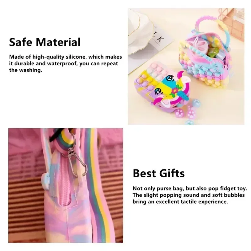 New Pop Purse Silicone Sensory Push Pop Bubble Bag Crossbody Bag Antistress Toys Reliver Autism Handbag Coin Pouch for Kids