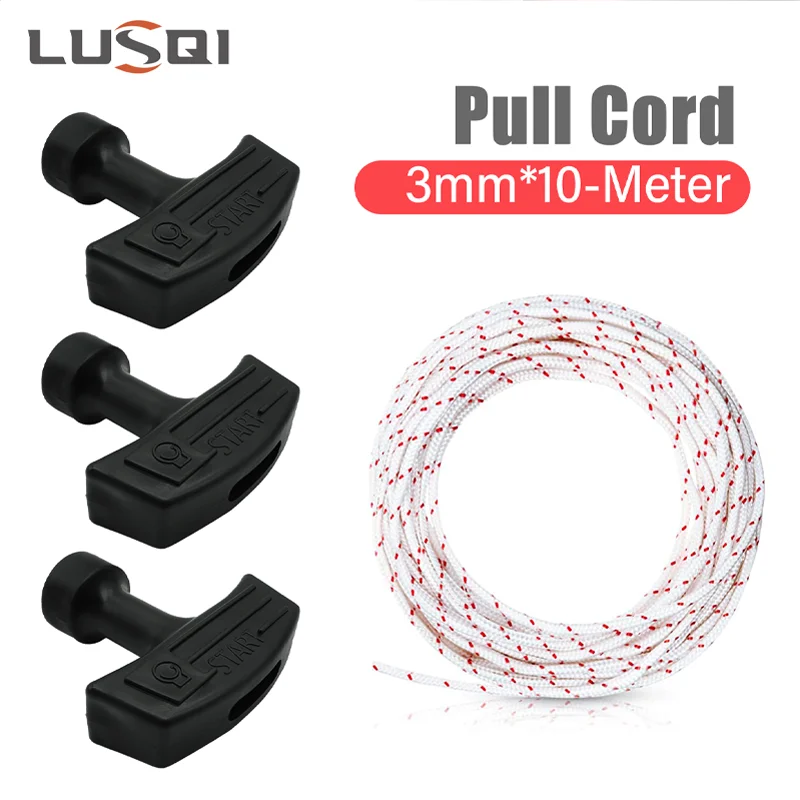 Lusqi Recoil Starter Corda 10-meter mm Cabo de Tração com 3pc Alça para Cortador de Grama Motosserra Trimmer Edger Parte do Motor