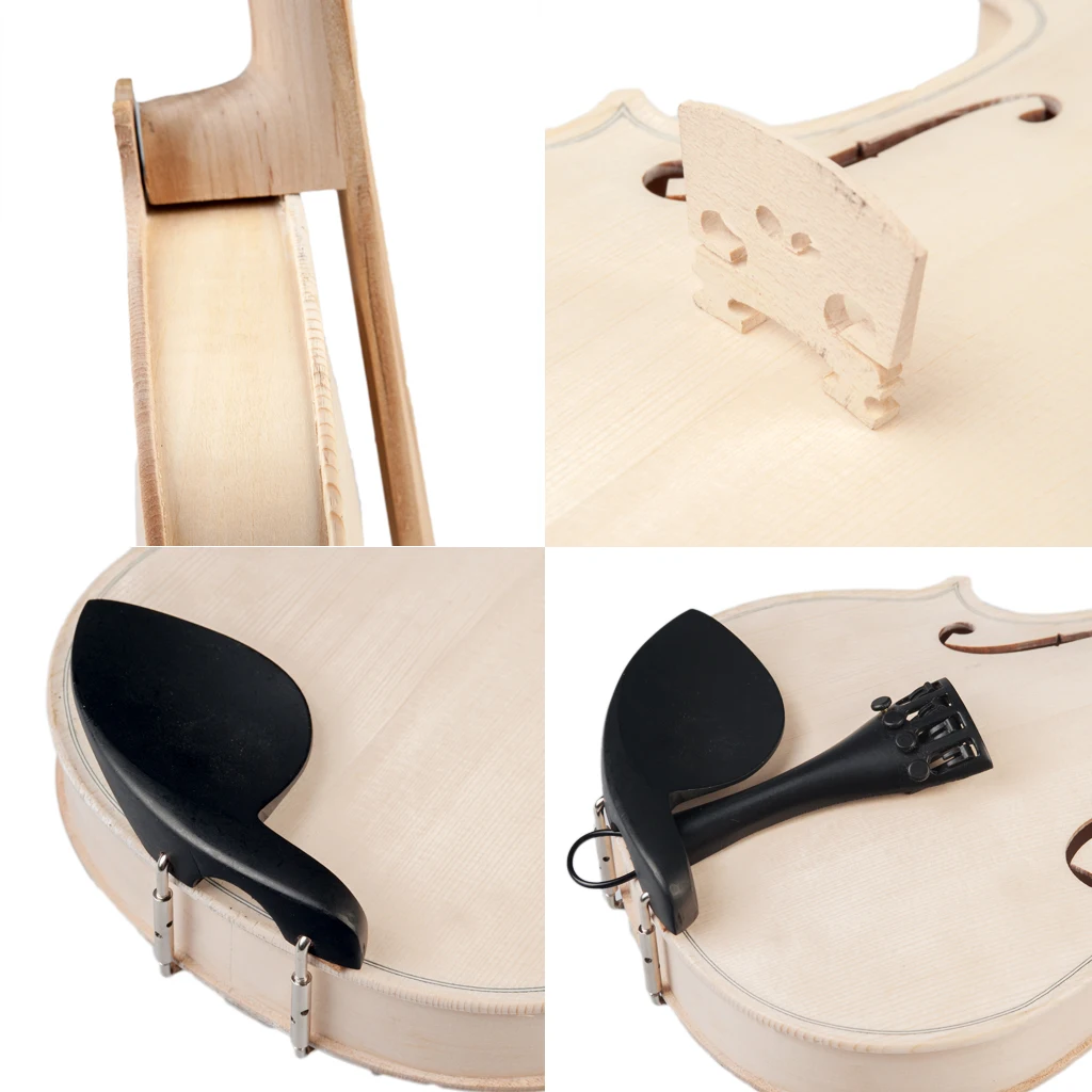 DIY 4/4 3/4 1/2 1/4 1/8 Size Natural Solid Wood Acoustic Violin Fiddle Kit Spruce Top Maple Back Neck Aluminum Alloy Tailpiece